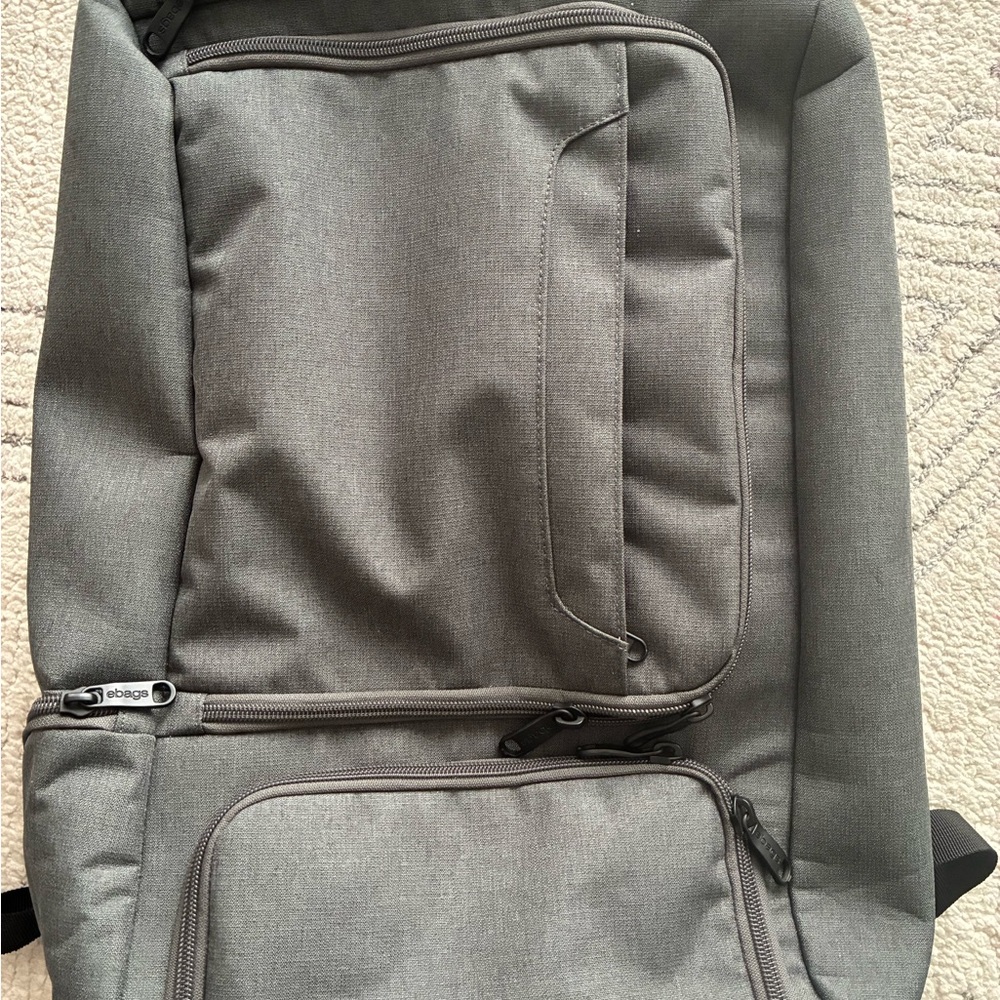 Men's Gray Travel Backpack - Front Zip Organizer